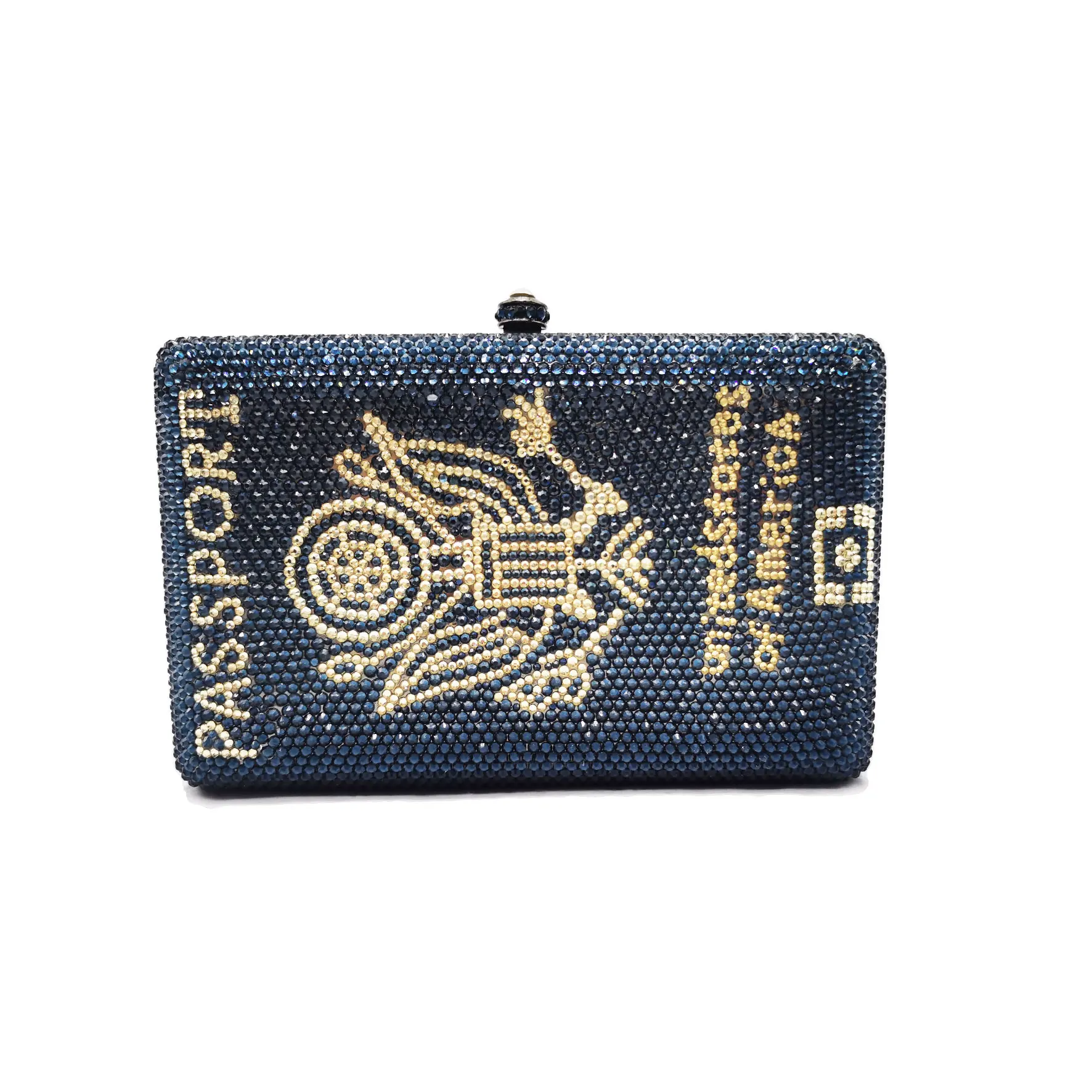 

KHNMEET Navy Blue Passport Customized Crystal Bags Luxury Diamond Letters Ladies Clutch Bags DIY Evening Bags for Women SM46