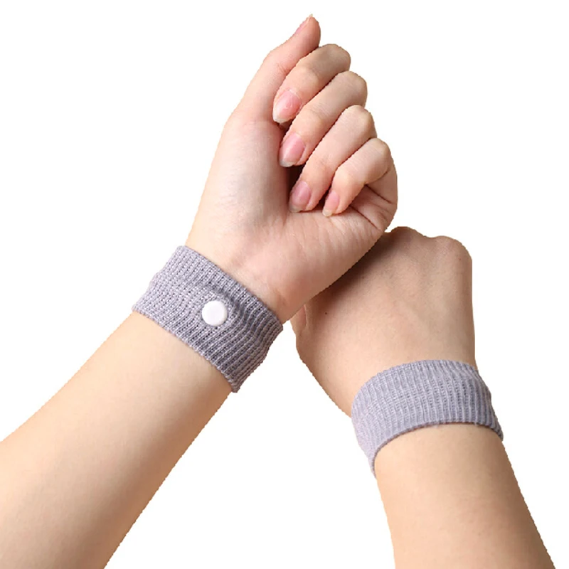 2Pcs Gray Color Anti Nausea Wristbands Car Anti Nausea Sickness Reusable Motion Sea Sick Travel Wrist Bands