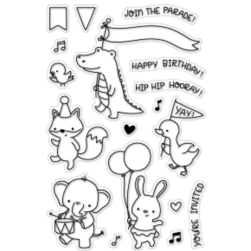 Join the Parade Animals Clear Stamps Set Seal for DIY Scrapbooking Album Craft Decor 4x6 inch Transparent Stempels Silicone New