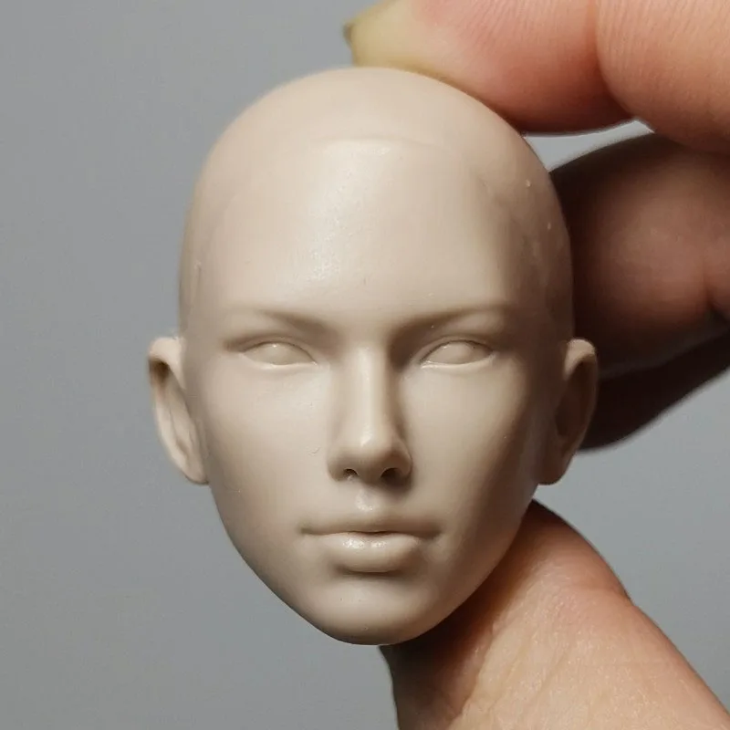 Unpainted 1/6 Europe America Girl Head Sculpt Carving Model Fit 12'' Female Soldier Action Figure Body for Painting Exercise