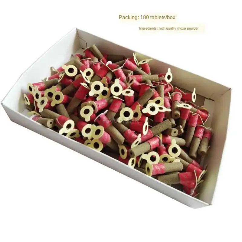 

180pcs Mini Moxa Tube Self-stick Chinese Moxibustion Sticker Therapy Smokeless Burner Heating Acupuntura Point Meridian