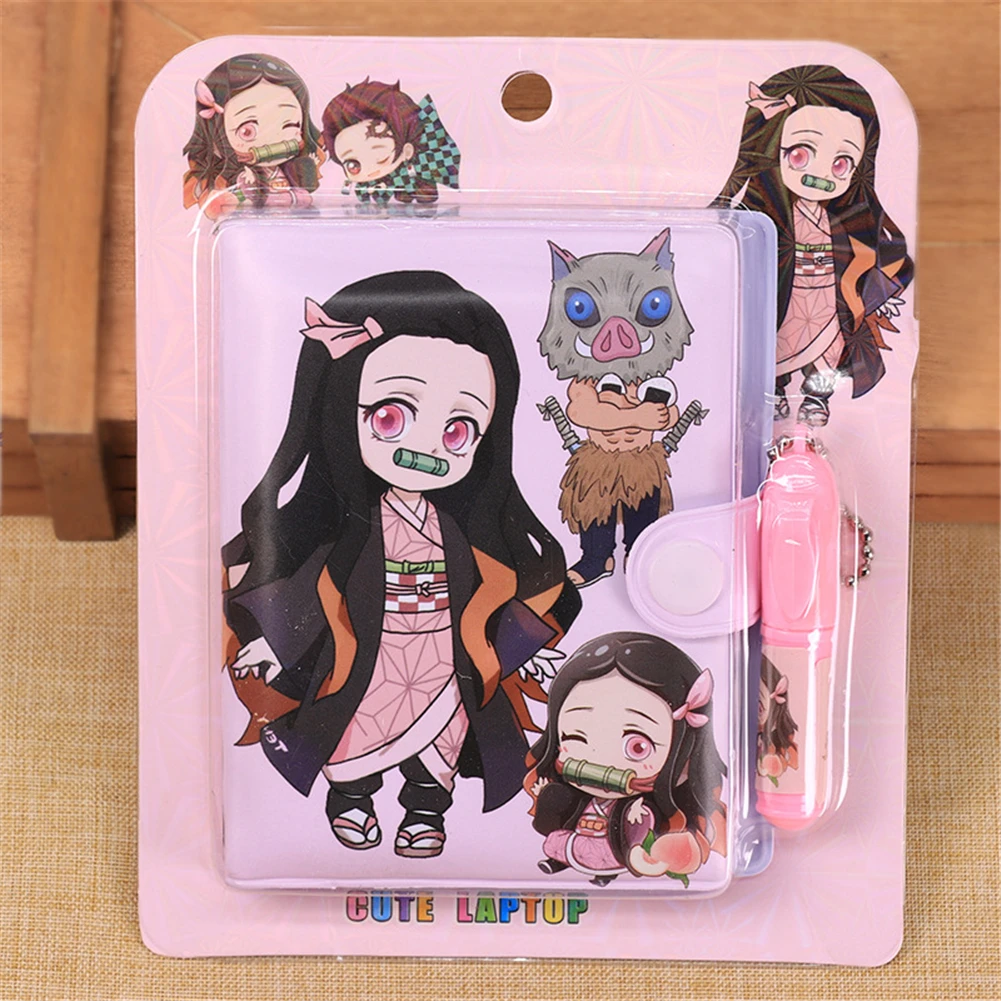 1Set Notepad Demon Slayer Kimetsu No Yaiba Cartoon Ruler Student Multifunctional Learning Notebook Playing Cards