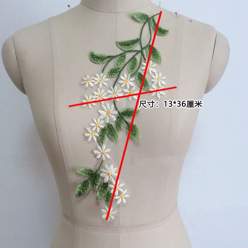 4 Teile/los Farbe Paar Blume Grün Blatt Patch Hochzeit Kleid Organza Spitze Trim DIY Schal Schleier Bühne Kleidung Applique Schmücken – Detail 5