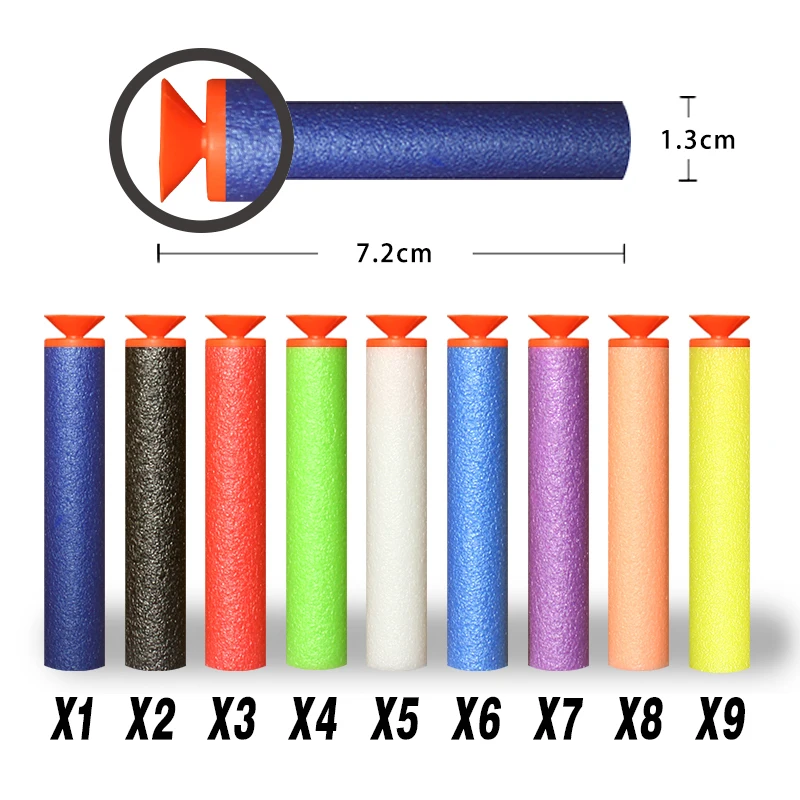 100Pcs Multicolor 7.2CM EVA Soft Hollow Hole Head Refill Darts Toy Gun Bullets for Nerf Series Blasters Kids Gifts HongC