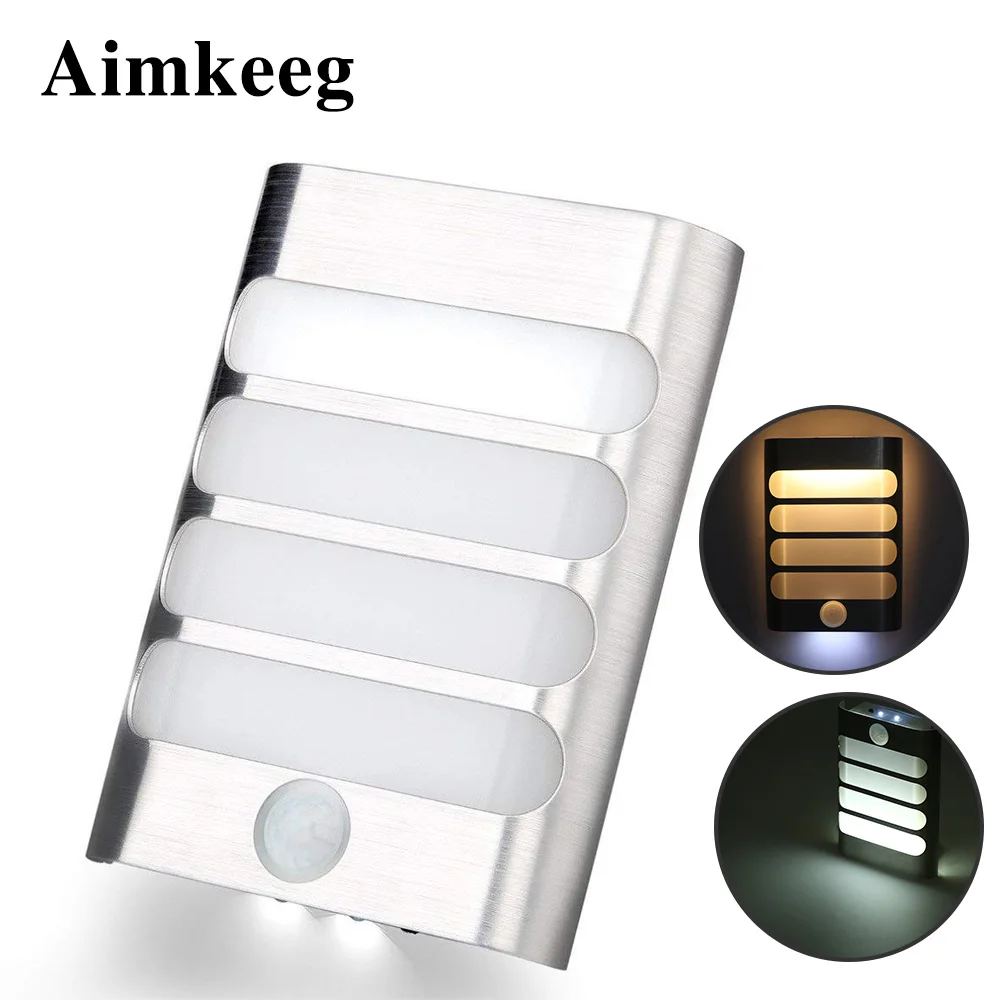 Sensor Night Light LED battery operate Wireless PIR Infrared Motion Sensor Wall Lamp Auto On/Off for Hallway Access Stairs