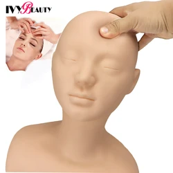 Soft Silicone Massage Training Mannequin Head With Shoulder Professional Cosmetology Make Up Practice Doll Head For Hairdressers