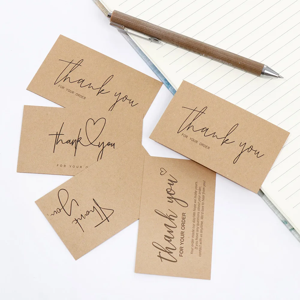 30Pcs Thank You For Your Order Greeting Tags Postcards Greeting Labels Kraft Paper Cards Small Business Supplies Online Retail