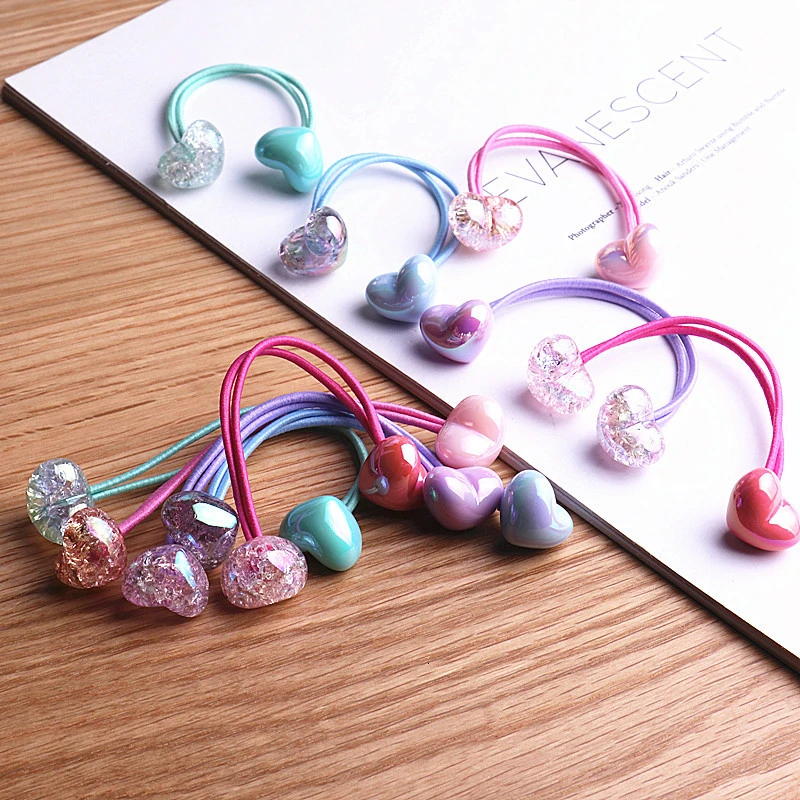 

2PCS New Cute Princess Love Cream Double Head Headwear Kids Elastic Hair Bands Children Ropes Girls Accessories Baby Headdress