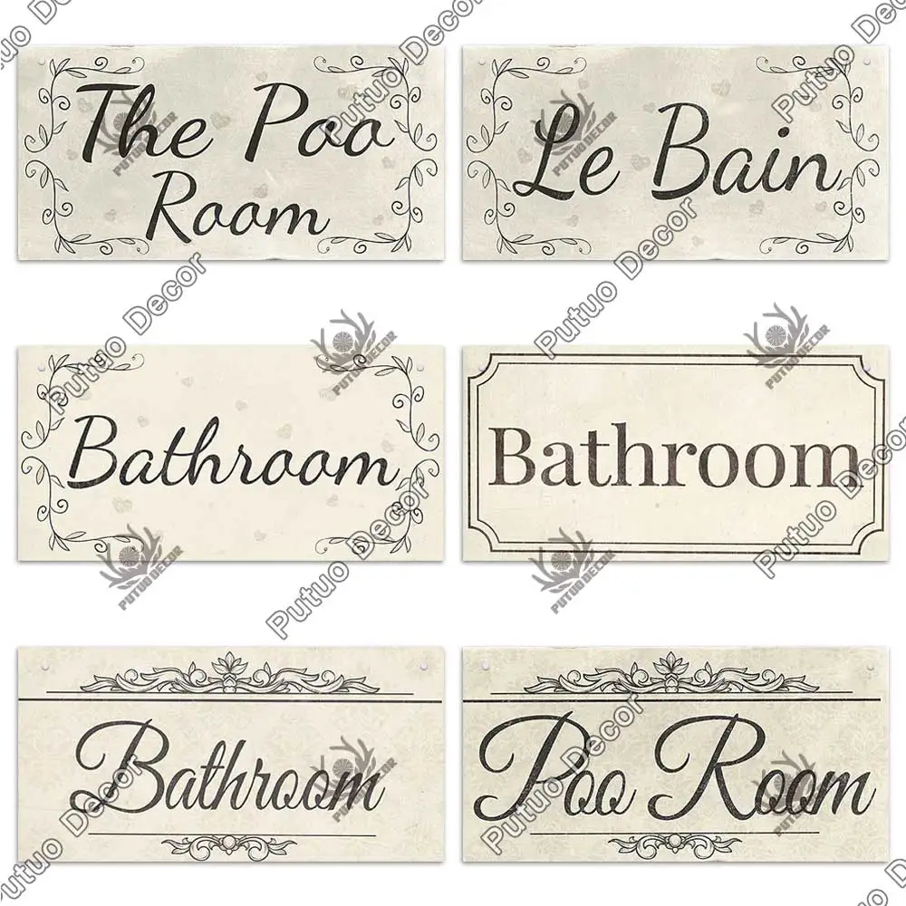 Putuo Decor Toilet Signs Wooden Hanging Plaque Decorative Plaque for Toilet Door Hanging Sign Wood In Bar Pub Beach Home Decor