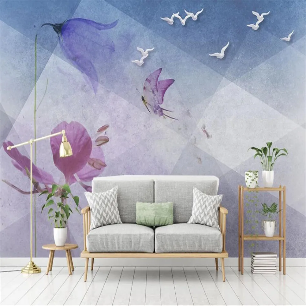 

Milofi custom 3D wallpaper mural modern geometric flower butterfly living room bedroom background wall decoration painting wallp