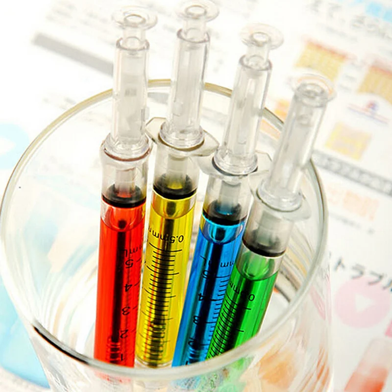 10XSyringe Injection Shape Ballpen 10Pcs Doctor Nurse Gift Liquid Pen Ballpoint