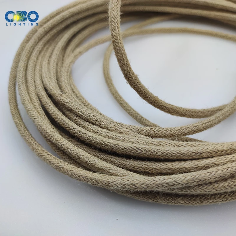 2*0.75mm Vintage Wire RopeTwisted Yellow Electrical Wire Hemp Copper Wire 3*0.75mm Cable Braided Retro Pendant Light Cord