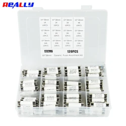 120pcs 12 Values Ceramic Fuse Assorted Kit 10x38mm 500V 1A 2A 3A 4A 5A 6A 8A 10A 16A 20A 25A 32A Tube Fuses with Plastic Box