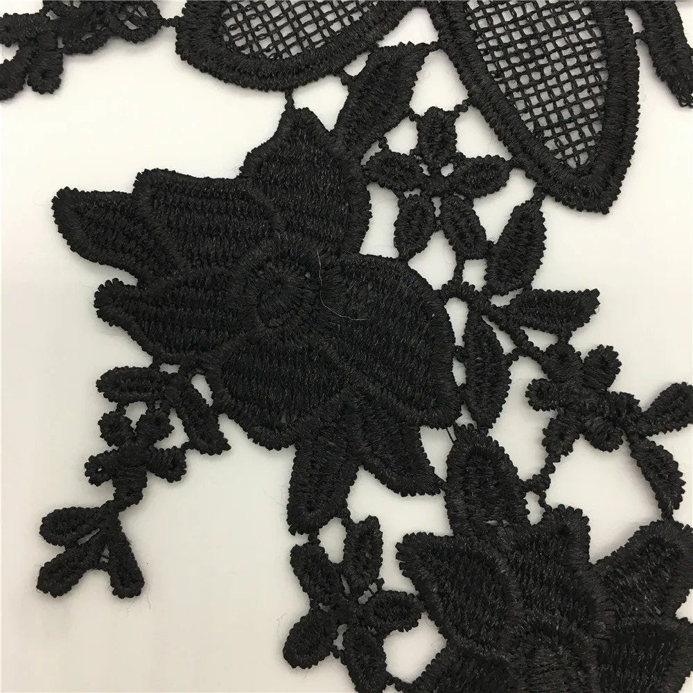 Fashion style Embroidery Black Applique Lace Collar Sewing Lace Fabric DIY Neckline Dresses Accessories A pair of sale YL258