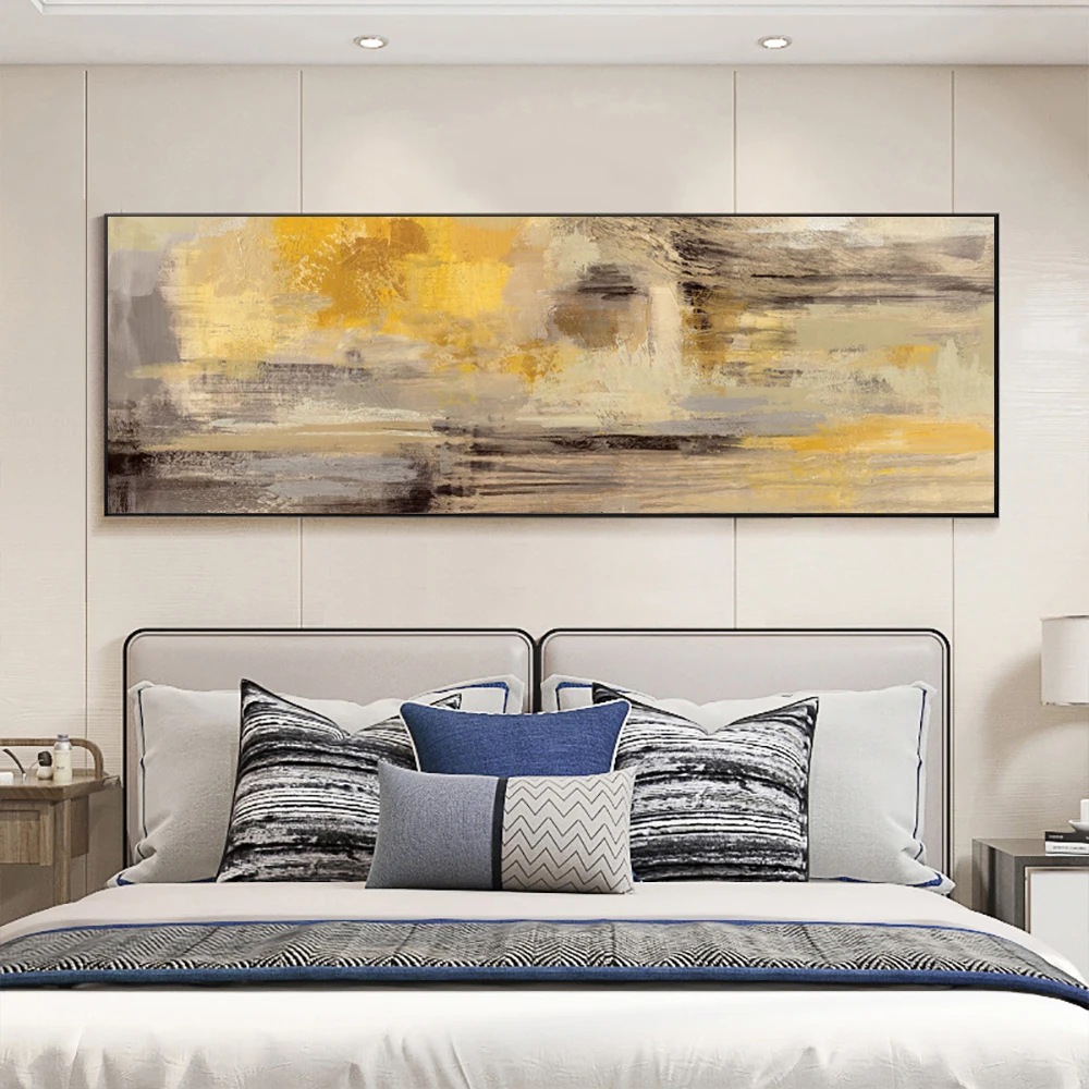 

Posters and Prints Wall Art Canvas Painting, Modern Abstract Golden Yellow Posters Wall Art Pictures For Living Room Home Decor