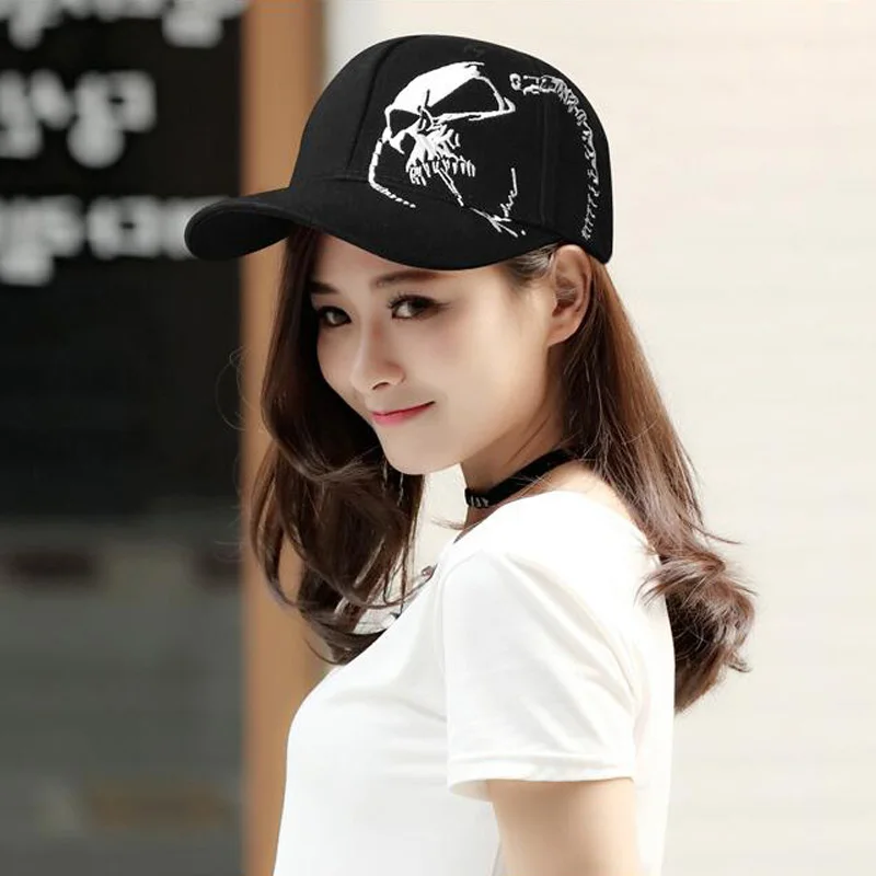 2023 Embroidered Skull Cap For Men Cotton Sports Baseball Caps Fashion Black Pattern Women Snapback Army Male Cap Hip Hop Bone