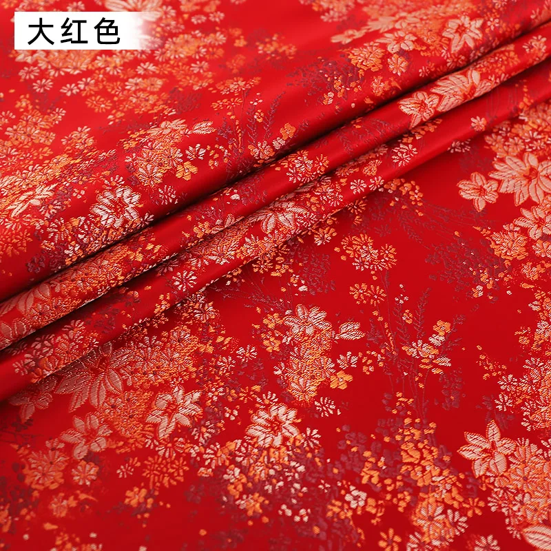 Brocade jacquard imitution silk fabrics dark green clothing fabric satin pattern stitching material for sewing cheongsam