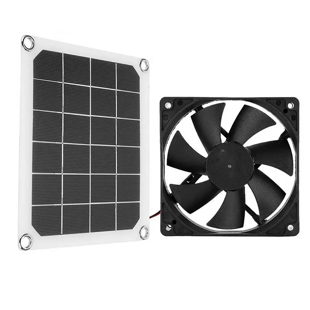 5V10W 6 Inches Outdoor Solar Panel Powered Exhaust Fan IP65 Waterproof Portable Exhaust Fan For RVs Dog Chicken House Greenhouse