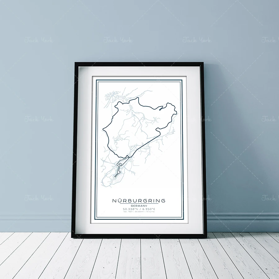 Nürburgring race track prints, race track posters, car print wall art home decor