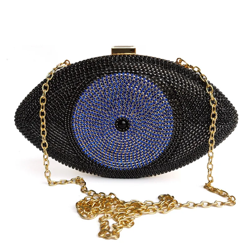 New Bling Shape Blue Eyes Ladies Banquet clutch bag American Fashion Diamond Dinner Women Evening bag Bridal Wedding Party Purse