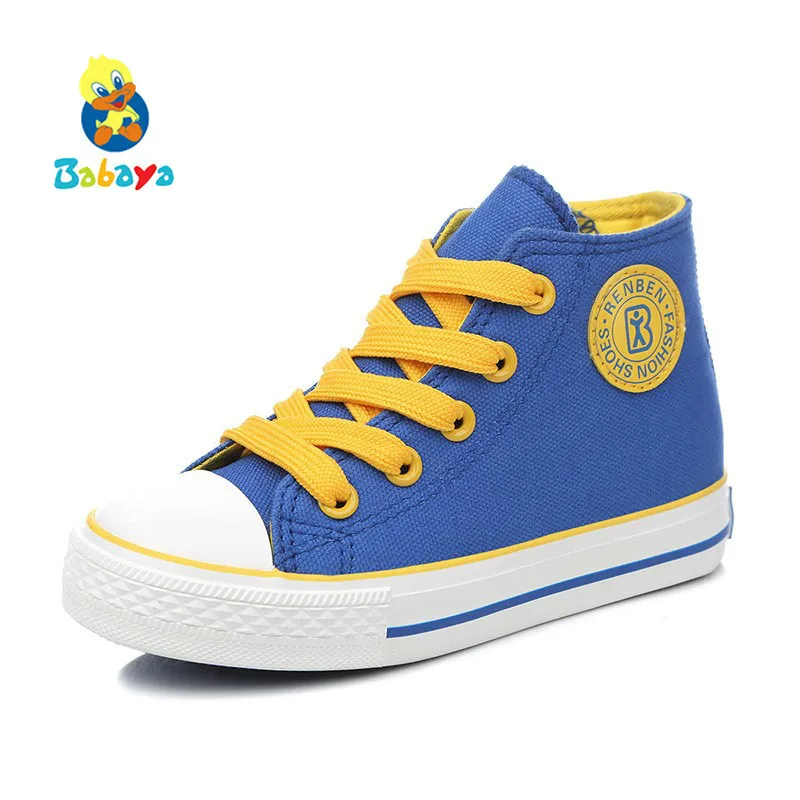 Children shoes girls sneaker 2021 Spring Autumn Candy color Lace-Up Child canvas shoes Boys High White Kids shoes for girls