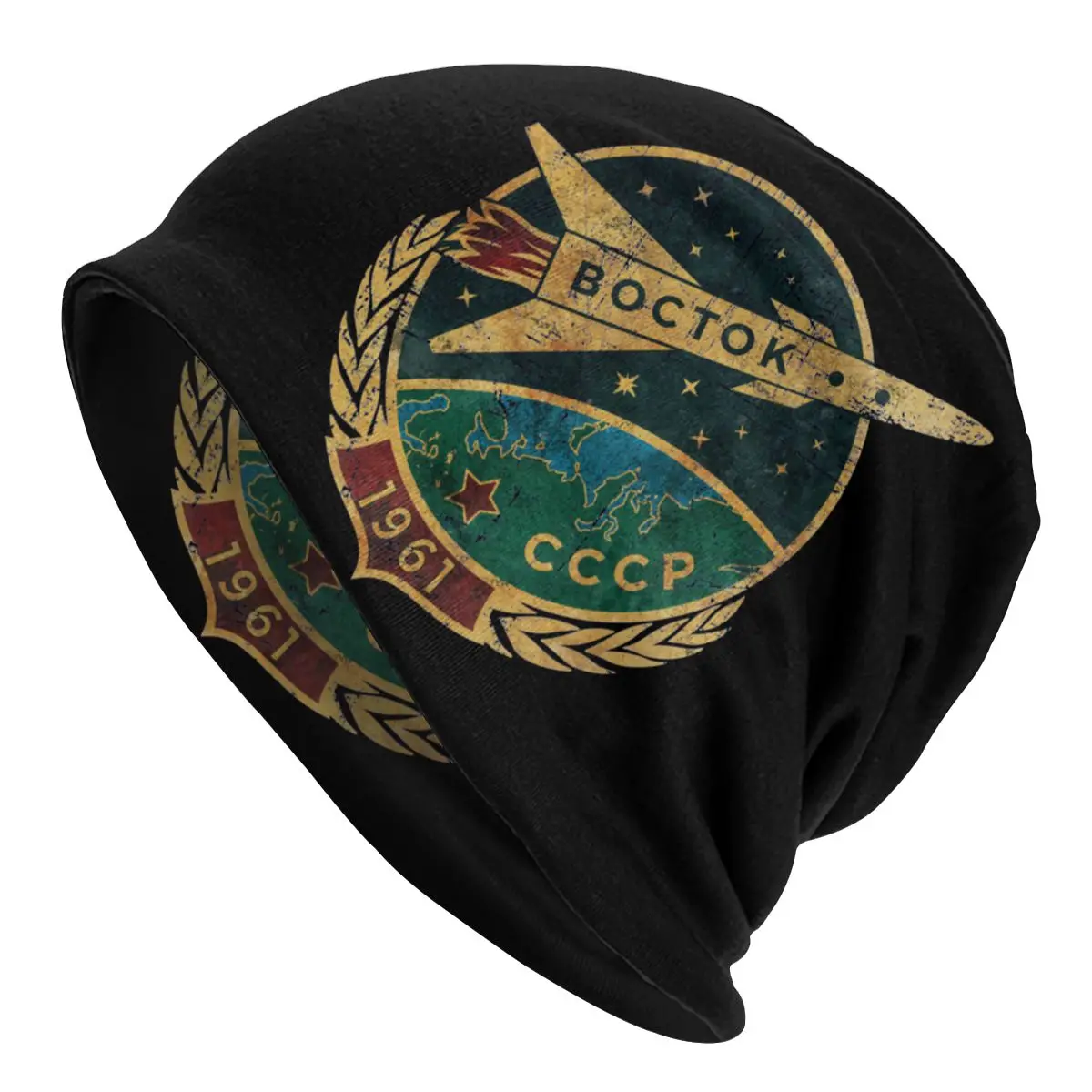 CCCP Soviet Vostok Russia Yuri Gagarin Skullies Beanies Hat Vintage Ski Men Cap Adult Summer Warm Head Wrap Bonnet Knitted Hat