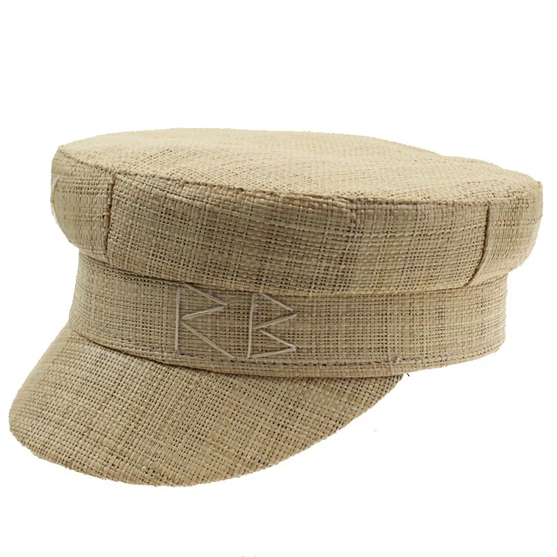 2022 New Brand designer Straw Caps Women Newsboy Cap Raffia Summer Sun Visor