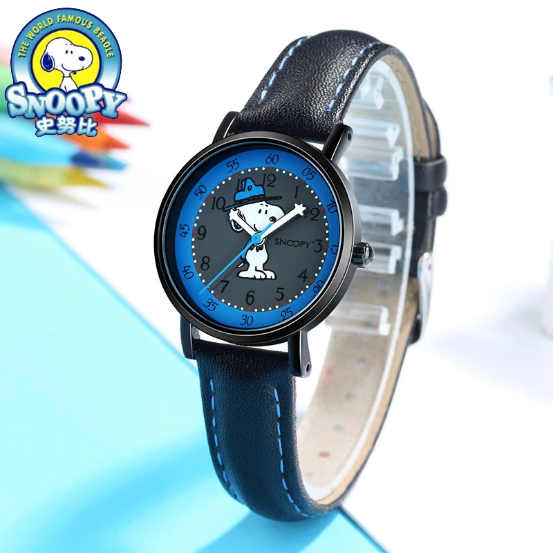 Snoopy-reloj de pulsera de cuarzo Miyota japonés para niño y niña, cronógrafo con esfera de grafiti, resistente al agua, informal, Original, regalo