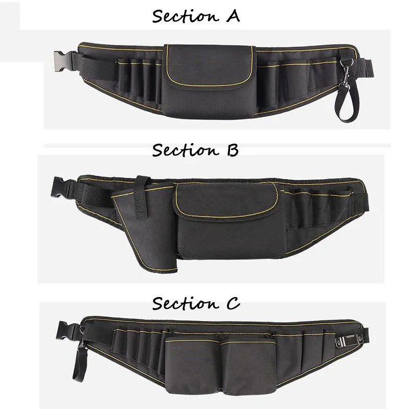 Multifunctional Tool Bag Waterproof Canvas Electrician Tool Bag Belt Bag Electrician Maintenance Storage Bag 7 Holes 1 Bag