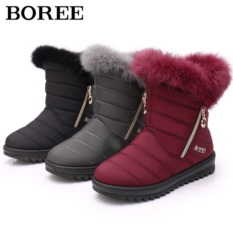 

New Women Boots Waterproof Snow Boots Female Plush Winter Warm Shoes Woman Fur Sneakers Non-Slip Plus Velvet Cotton Shoes Flats