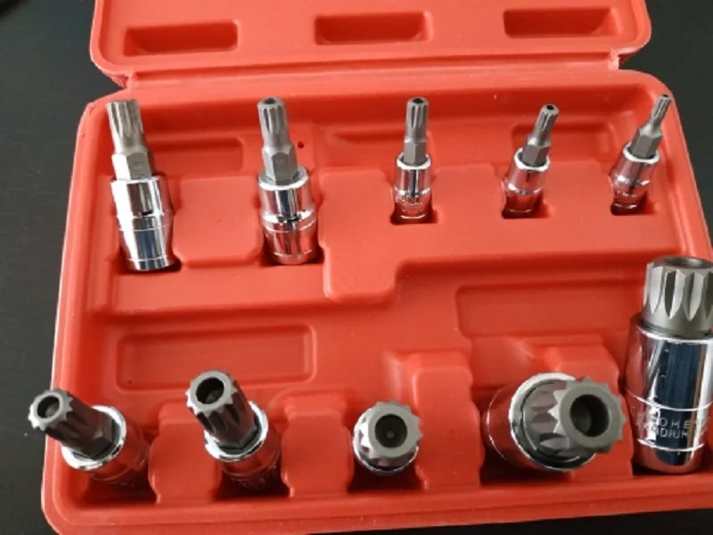 New 12 Point Sockets Set Kit Socket bit set Drive Attachment Supply 10pcs  Spline Bit With holes Proof Sockets Tools Set