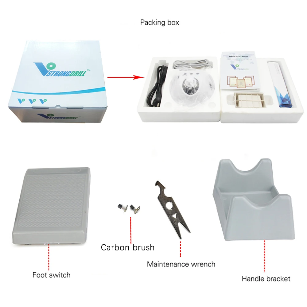 Starke Bohrbürste Nagelbohrbürste Mikromotor YJD108 108FL Handstück Nail Art Schmuck Polieren