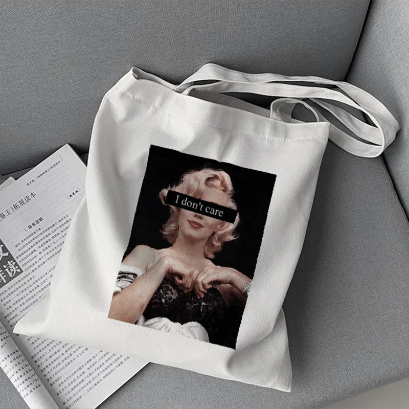 Einkaufstasche Mona Lisa Maria Monroe Ästhetischen Druck Anime Handtasche Tote Tasche Weibliche Harajuku Shopper Schulter Taschen Leinwand Tasche