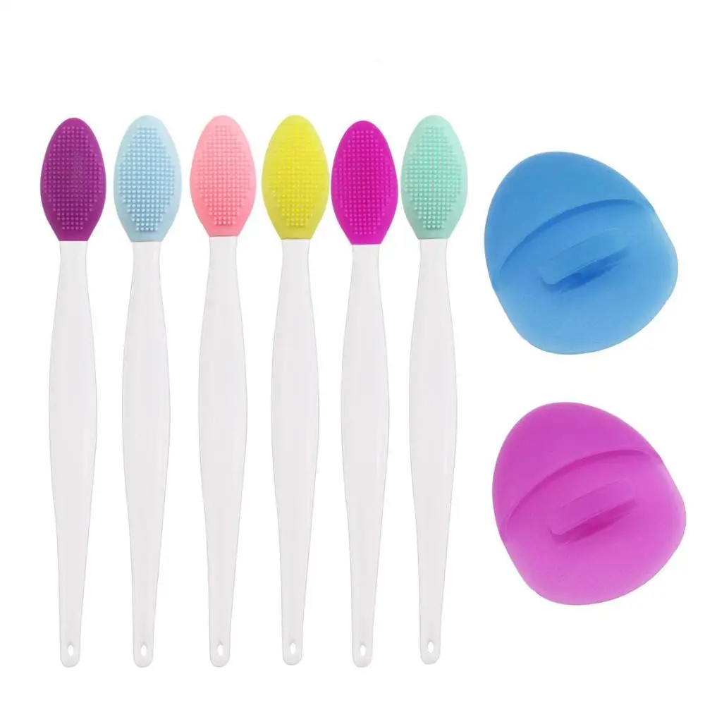 10 pçs silicone esfoliante lábio escova dupla face macio lábio purificador ferramenta de maquiagem nariz escova de limpeza