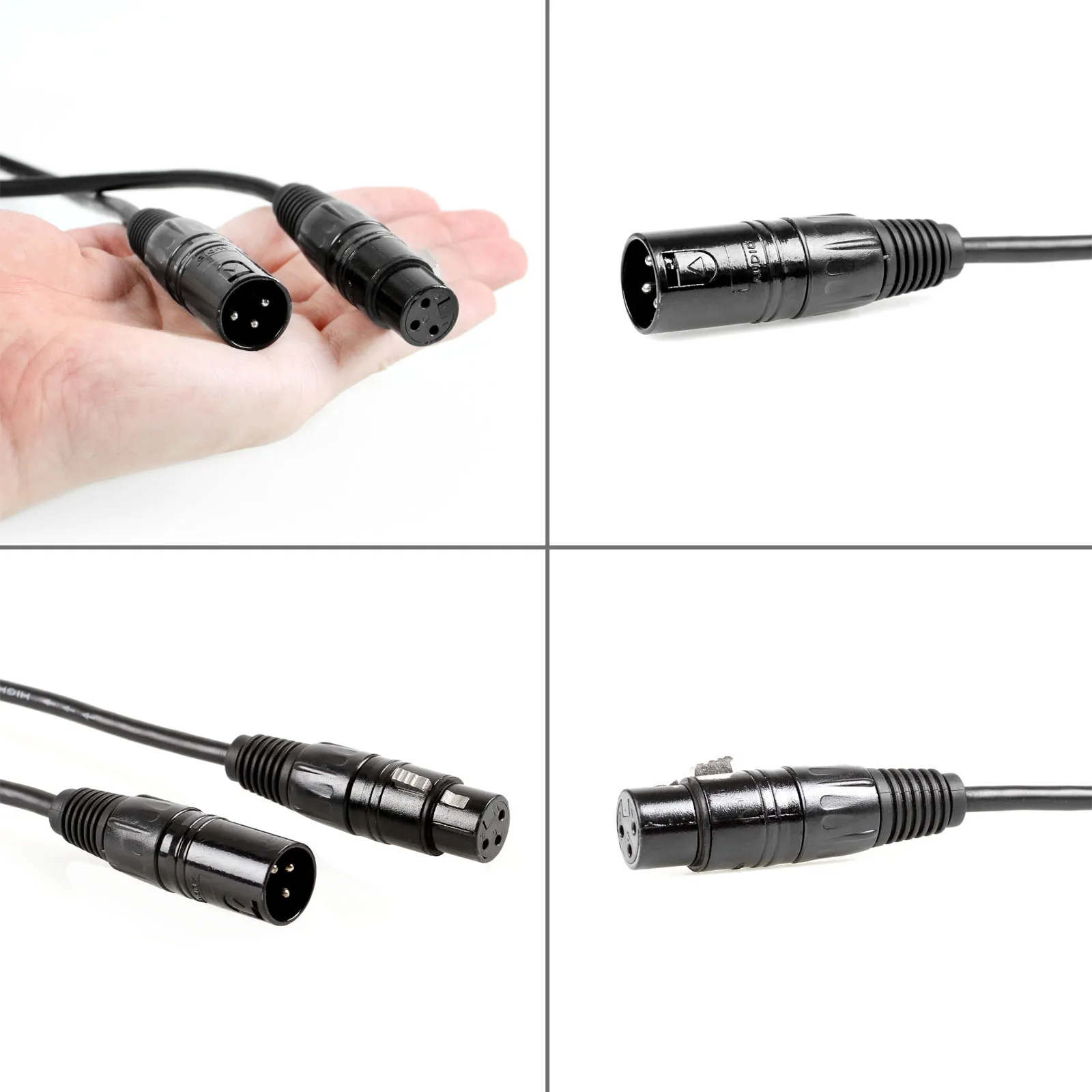 Pack of 16 pcs Black 1m/2m 3Pin XLR Cable Premium XLR Male to XLR Female Microphone Shielded Cable M/F Audio Cord DMX512