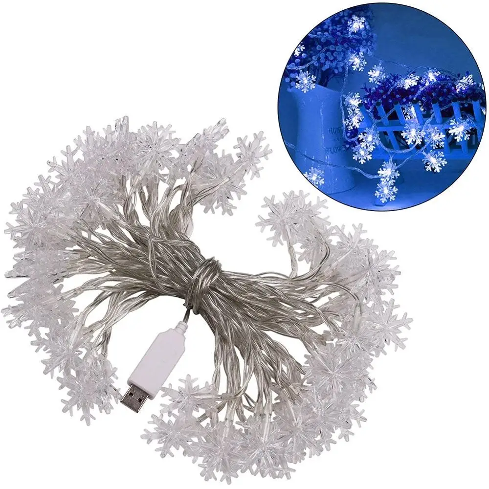 LED Snowflake String Lights Snow Fairy Decoration for Christmas New Year Valentine\'s day USB 5V Safe Low Voltage string light