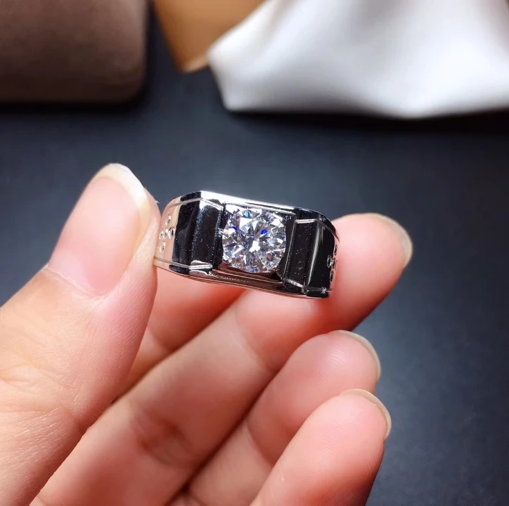 attractive crackling moissanite gemstone ring for men gift flashing gem ring engagement ring birthday party gift silver ring