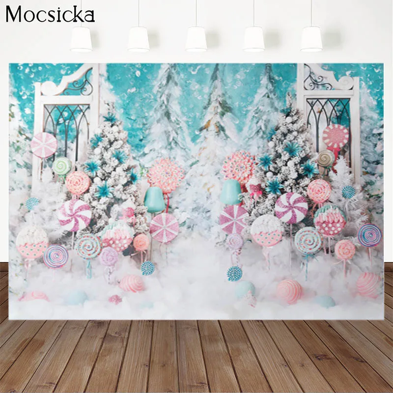 Mocsicka Baby Shower Background Lollipop Castle Decoration Style Newborn Baby Photo Background Photography Banner