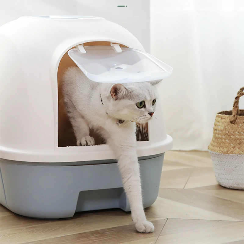 Cat Litter Box With Long Aisle Fully Enclosed Splash-Proof Large Toilet Deodorizing And Deodorizing Extra-Large Cat Supplie