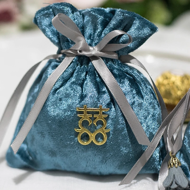 Luxury Grey Flannel Jewelry Drawstring Bags Gift Packaging Velvet Storage Pouches Gift Bags Casamento Party Cases Containers Dec