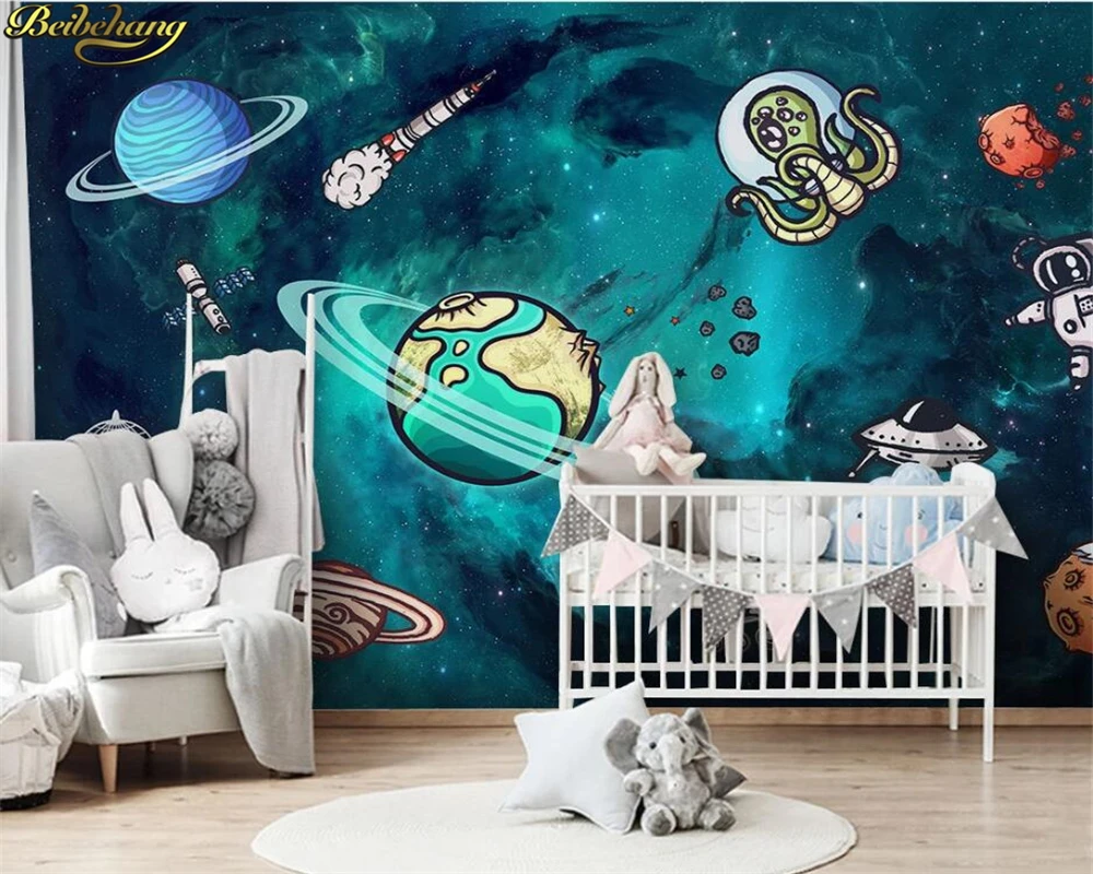 beibehang Custom 3d wallpaper mural nordic minimalist hand drawn space universe children's room background wall papel de parede