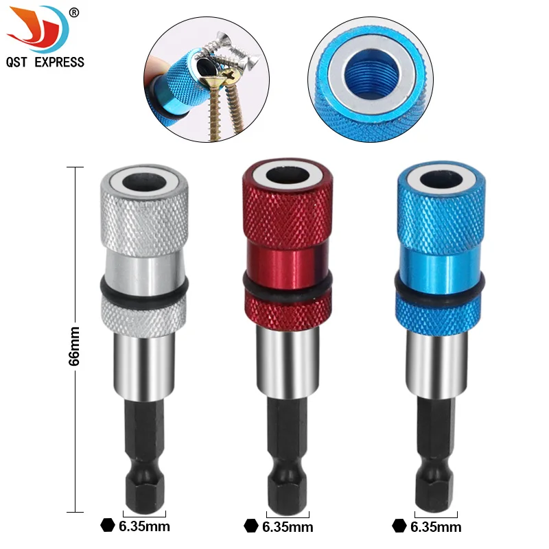 Blue 1/4 Hex Shank Electric Drill Magnetic Screwdriver Bit Holder 60mm Stainless Steel magnetism limit adjustable extension bar