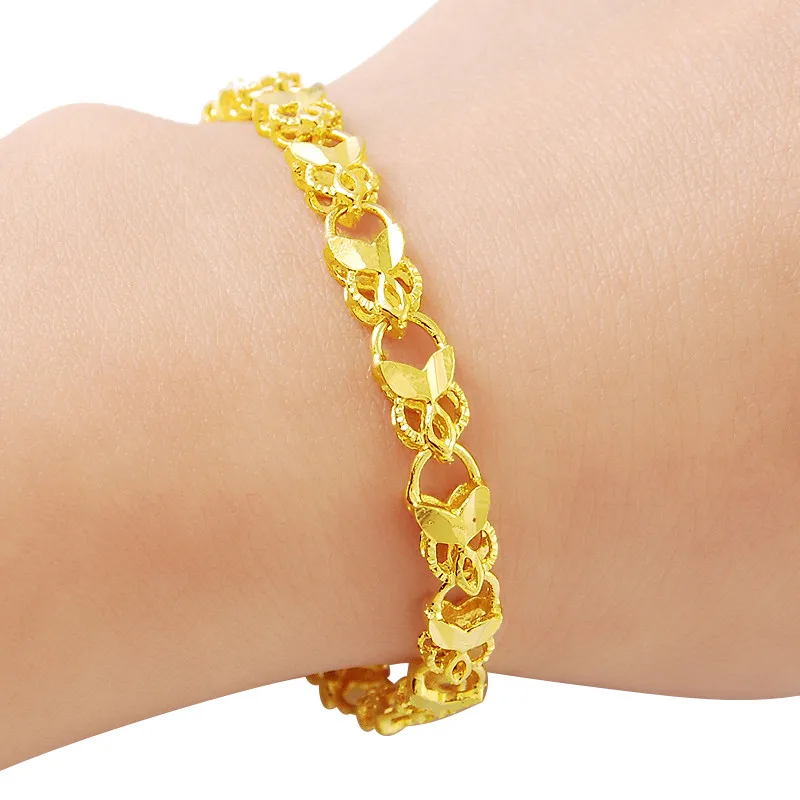 24K Gold Bracelet Car Flower Heart Shaped Gold Plated Fashion Bracelet For Woman Jewelry Gift