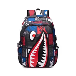 Anime Rugzak Elementaire Bookbag Reizen Rugzak Cartoon Shark Print Basisschool Student Satchel Rugzak Mochila Infantil