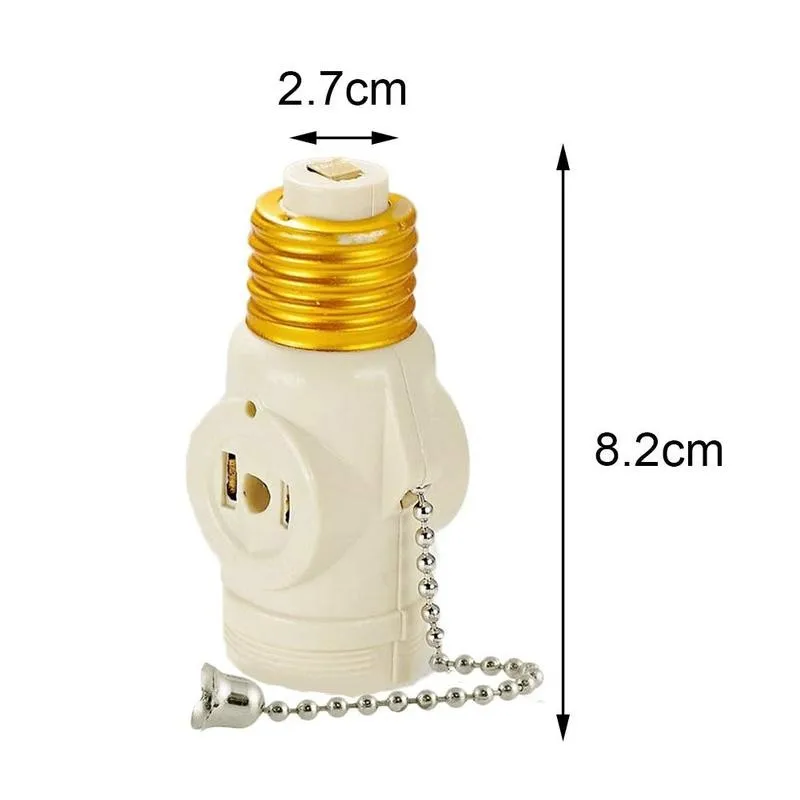 E26 Bulb Screw Socket To 2 Outlet Adapter Light Holder Splitter Pull Chain Switch New Base Lamp Outlet Adapter For Home US Plug