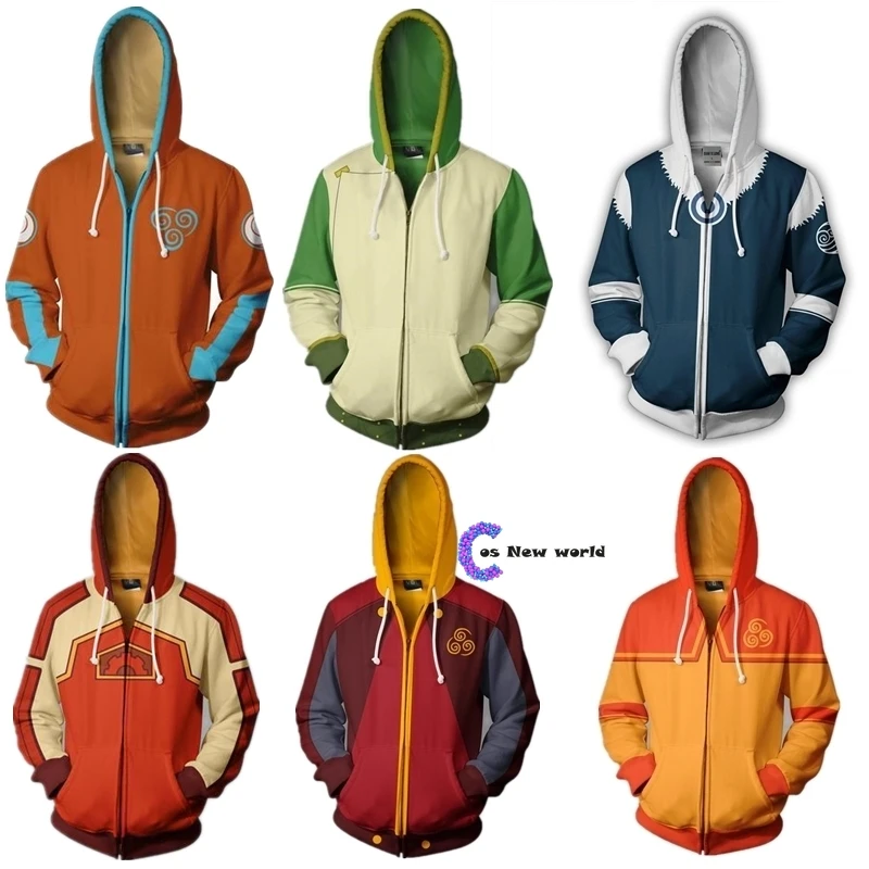 2020 nuovo Avatar The Last Airbender Hoodie Cosplay Costume uomo donna Anime Casual giacche con cerniera