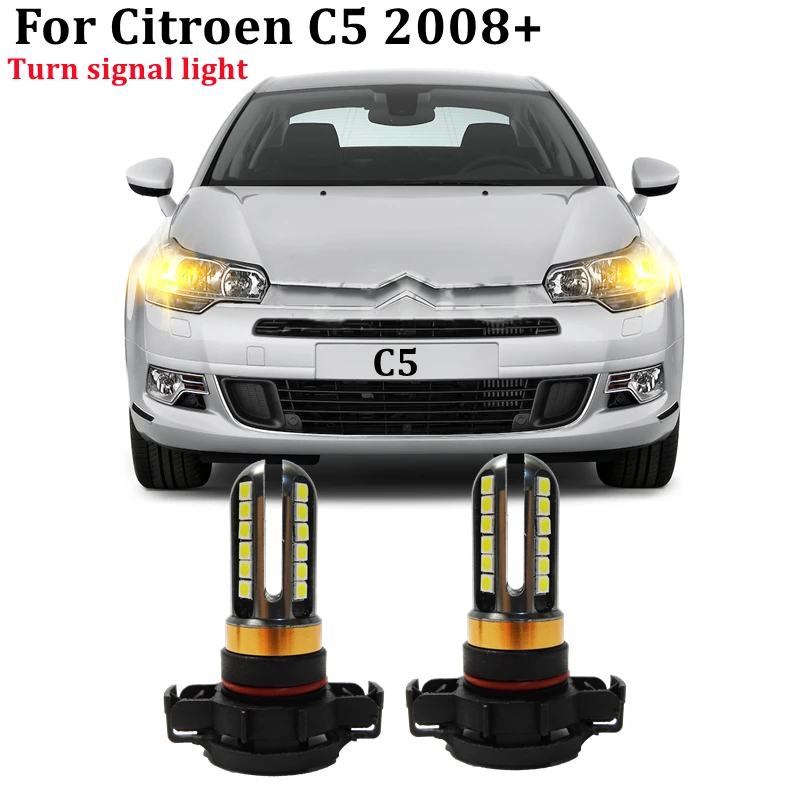 2x H16 PSY24W 5202 Canbus Car LED Turn Signal Light Bulb For Citroen C5 2008+ 3030 chip Front turn light bulb Accessories