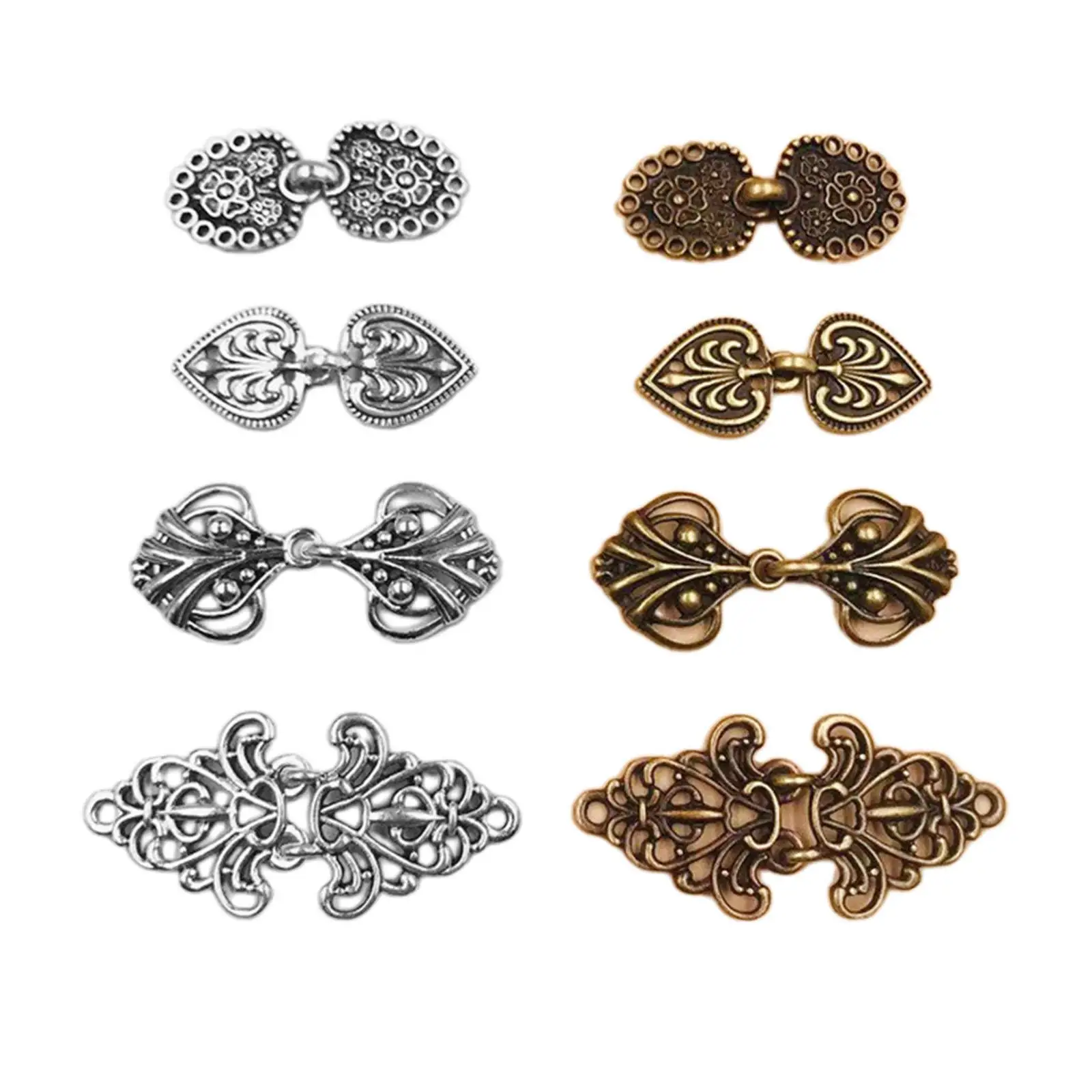 4 Pairs Vintage Cardigan Clip Buttons Cape Cloak Eyes Hooks Clasp Fasteners