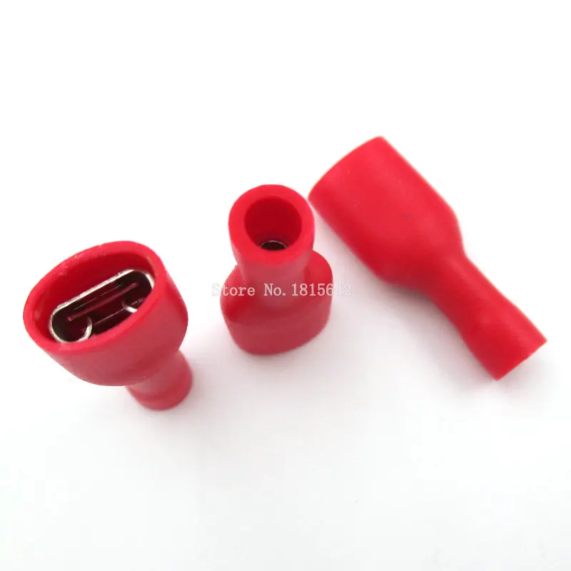 100pcs red Female Male Fasten Insulated Crimp Terminal Spade Electrical & Cable Wiring Connector FDFD1.25-250*50 MDD1.25-250*50