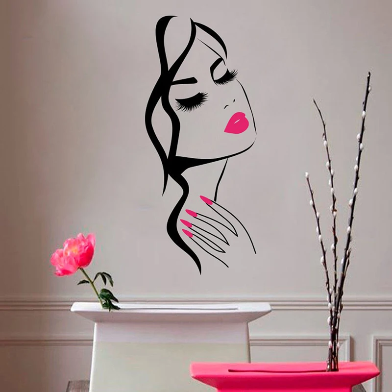 Wall Decal Beauty Salon Manicure Nail Salon Hand Girl Face Vinyl Sticker Home Hairdresser Hairstyle Wall Sticker Decor Product